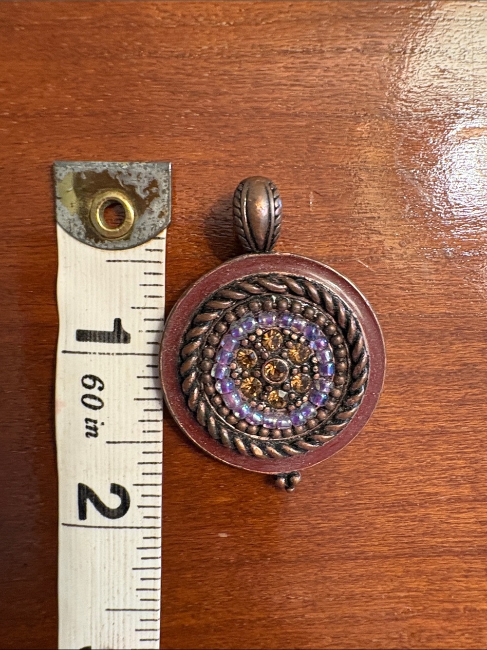 Cookie Lee Bronze-Tone Necklace Pendant with Purple and Amber Accents - Picture 3 of 5